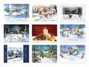 Vianočné pohľadnice bez prianí, 9 kusov, s trblietkami ZBBT