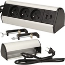 Trojitá zásuvka pre stolný počítač + 2x USB nabíjačka so skrutkovými koncovkami 1,8m kábel