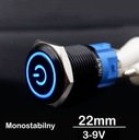 Ovládacie tlačidlo vypínač SPDT kovový 22mm LED modrý 5V me