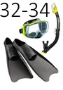 Maska + šnorchel + plutvy Imprex 3D/UF 1202 čierna a žltá veľkosť XXS/32-34
