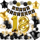Sada balónov zlatá čierna zlatá čierna 18. narodeniny