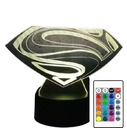3D FARBA NOČNEJ LAMPY S LOGOM SUPERMAN + USB DIAĽKOVÉ OVLÁDANIE