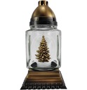 Sviečka na vianočný stromček, štvorcová lampa, ťažké, hrubé sklo, s vianočným stromčekom, 32 cm