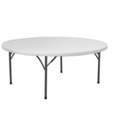 Skladací biely okrúhly cateringový stôl priem. 180 cm