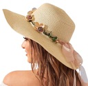 Dámsky plážový klobúk s vencom zo slamenej mašle