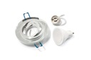 SET HALOGÉNOVÁ POHYBLIVÁ STRIEBORNÁ SKLENENÁ LAMPA + LED ŽIAROVKA 9W + GU10 4500K