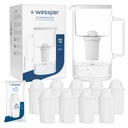Sklenená filtračná kanvica Wessper 3,3l biela + 10x filter Aquaclassic 77g