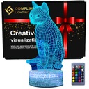 3D USB LED nočná lampa + darček na diaľkové ovládanie Kitty Cat