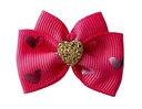 Glamour mašľa, ružová, srdce 4,5 cm, gumička pre psíka