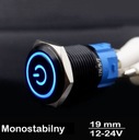 Ovládacie tlačidlo SPDT spínač kovový 19mm LED modrá 12V mo