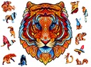 Prémiové 3D drevené puzzle puzzle pre dospelých zvieratká Tiger L