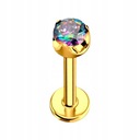 PIERCING Zlaté titánové náušnice Labret so zirkónom PUSH-PIN 1,2/6/4