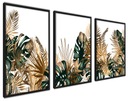 Grafické plagáty ZLATÉ LISTY XL moderný triptych