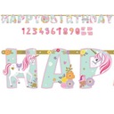 HAPPY BIRTHDAY jednorožec UNICORN papierový banner