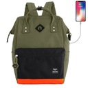 Himawari 9004 dámsky batoh na notebook 14.1 USB 4. armádny zeleno-čierny