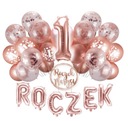 Ozdoby ANNIVERSARY, balóniky z ružového zlata, tortový vrch