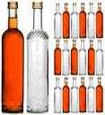 20x sklenená fľaša Nargiz s objemom 0,5 l na rumovú tinktúru, koňak, horné fľaše