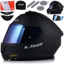 MOTOCYKLICKÁ PRILBA LS2 FF808 STORM II ČIERNA PÁNSKA ZMES + MODRÉ ČELNÉ SKLO