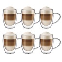 6x TERMÁLNE POHÁRE NA KÁVU LATTE 350 ml dvojitá spodná stena s uškom