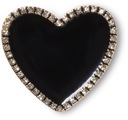 CROCS JIBBITZ CHARMS BLACK HEART PIN SO ZLATÝM OBRYSOM ČIERNE SRDCE