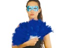 Modrý retro karnevalový kostým vejár z peria