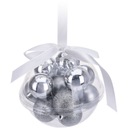 VIANOČNÉ GULE sada gulí v guli NA VIANOČNÝ STROMČEK 14x Ø 4 cm STRIEBORNÁ