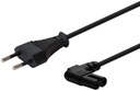 Rádio TV napájací kábel, lomený C7 2pin, osmička, 3m