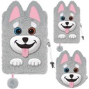 DENNÍKOVÝ ZÁPISNÍK S VISIACÍM ZÁMKOM 3D KĽÚČOM CHLUPÁČEK HUSKY DOG Môj malý kamarát