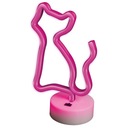 NEON LED RUŽOVÁ MAČKA NA STOJANKU, DEKORATÍVNA LAMPA, USB/PLEXI BATÉRIE