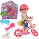 Bábika Bábika na ružovom bicykli + zvieratko