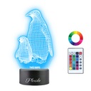3D LED nočná lampa tučniak Darček s menom tučniaka