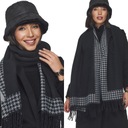 DÁMSKY ZIMNÝ ŠATOK NA ZIMU, hrejivý, elegantný, so strapcami z houndstooth