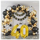 SADA OZDOBENÍ balóniky 40th BirthDAY zlato čierna