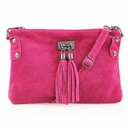 Semišová messenger taška so strapcami, FUCHSIA