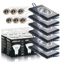 6x štvorcové sklenené halogénové svietidlo + GU10 LED žiarovka 5,5W 3 FARBY