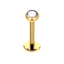 Titánové zlaté náušnice Labret s bielym zirkónom. Piercing 1,2/10/3