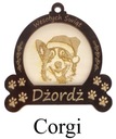 Vianočná guľa so psíkom a psom DREVENÁ guľa na vianočný stromček CORGI