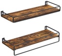 VASAGLE Nástenné police, vešiak, tyč, sada 2 ks, 40 x 15,5 cm, LOFT