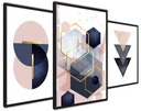 Grafické plagáty ABSTRAKT ZLATÉ RUŽICE geometrické