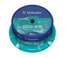 25 VERBATIM DVD-RW DISKOV 4,7GB PREPISOVATEĽNÝCH!!