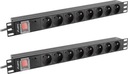 Lanberg Rack predlžovacia rozvodka 2m 8 zásuviek čierna x2