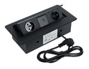Nábytková zásuvka skrytá v stolovej predlžovačke 2xUSB 18W 230V ČIERNA
