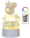PEPPA 3D USB nočná lampa, 16 LED farieb