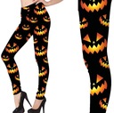 Nohavice LEGÍNY čierne so strašidelnými TEKVICAMI Halloweensky karnevalový ples, M