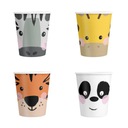 Papierové poháre.Zvieratá, poháre, žirafa, panda