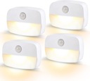 4 KS. BEZDRÔTOVÁ LED NOČNÁ LAMPA ZÁSUVKA SNÍMAČA POHYBU NA BATÉRIU