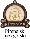Cetka so psom a psom DREVENÁ cetka na vianočný stromček PYRENEJSKÝ HORSKÝ PES