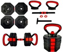 SET CVIČENIA 3v1 Činky, tyč na cvičenie, 10 kg