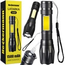 VÝKONNÁ NABÍJACIA TAKTICKÁ LED T6 + COB ZOOM VOJENSKÁ BATERKA 1500mAh