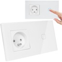 BIELE LED DOTYKOVÝ SKLENENÝ SPÍNAČ SVETLA SO ZÁSUVKOU PRE KÚPEĽŇOVÚ KUCHYŇU